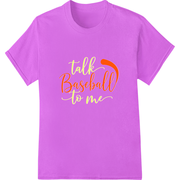 Talk Baseball to Me: Vibrant DTF Print for Sports Fans on purple shirt - SUPERDTF-DTF Prints-DTF Transfers-Custom DTF Prints