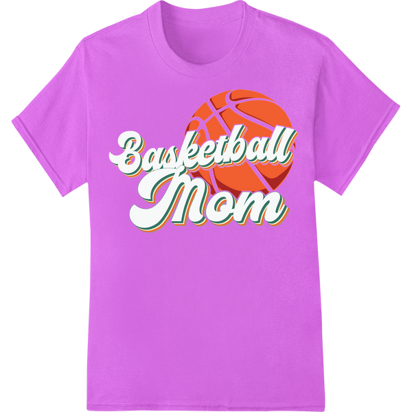 Proud Basketball Mom Super DTF Heat Transfer Print Design on purple shirt - SUPERDTF-DTF Prints-DTF Transfers-Custom DTF Prints