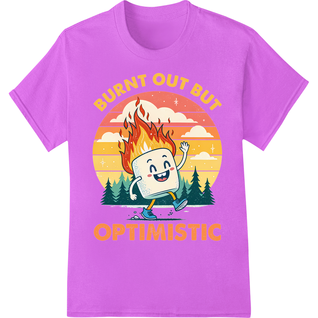 Toasty Marshmallow's Optimistic Outlook - Funny DTF Print on purple shirt - SUPERDTF-DTF Prints-DTF Transfers-Custom DTF Prints