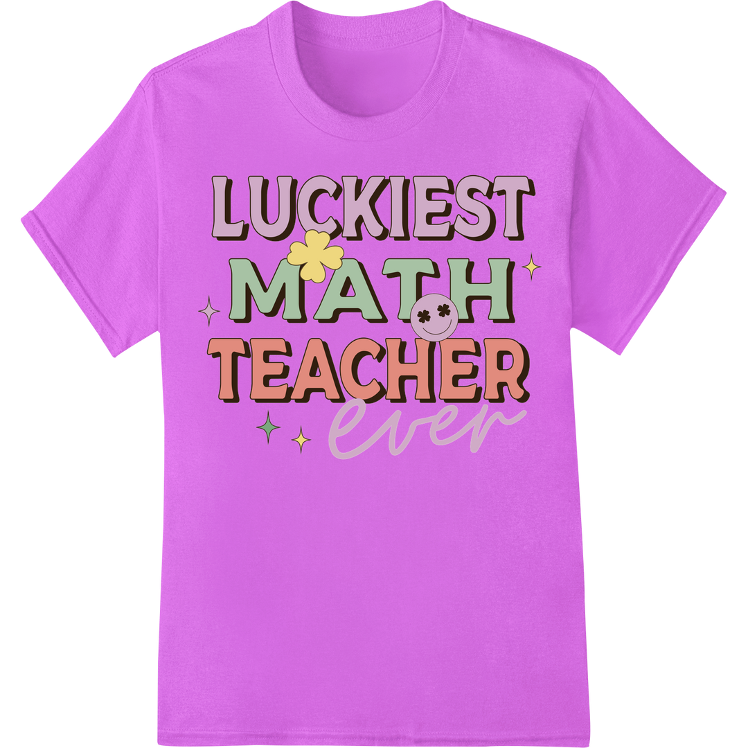 Lucky Charm Math Teacher St. Patrick's Day DTF Print on purple shirt - SUPERDTF-DTF Prints-DTF Transfers-Custom DTF Prints