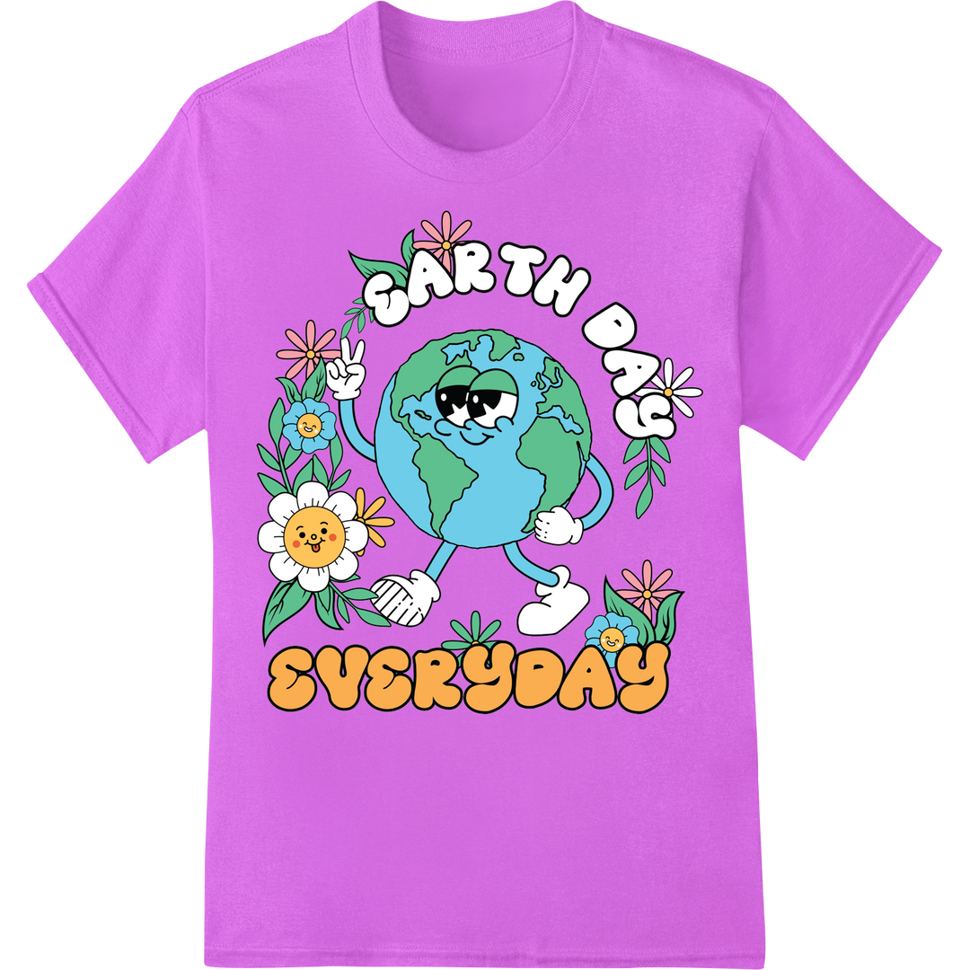 Adorable Earth Day Every Day DTF Print Heat Transfer on purple shirt - SUPERDTF-DTF Prints-DTF Transfers-Custom DTF Prints