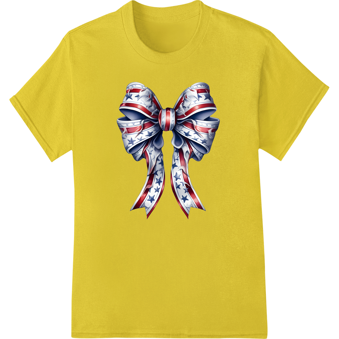 Striking Patriotic Bow Abstract DTF Print for 4th of July on yellow shirt - SUPERDTF-DTF Prints-DTF Transfers-Custom DTF Prints