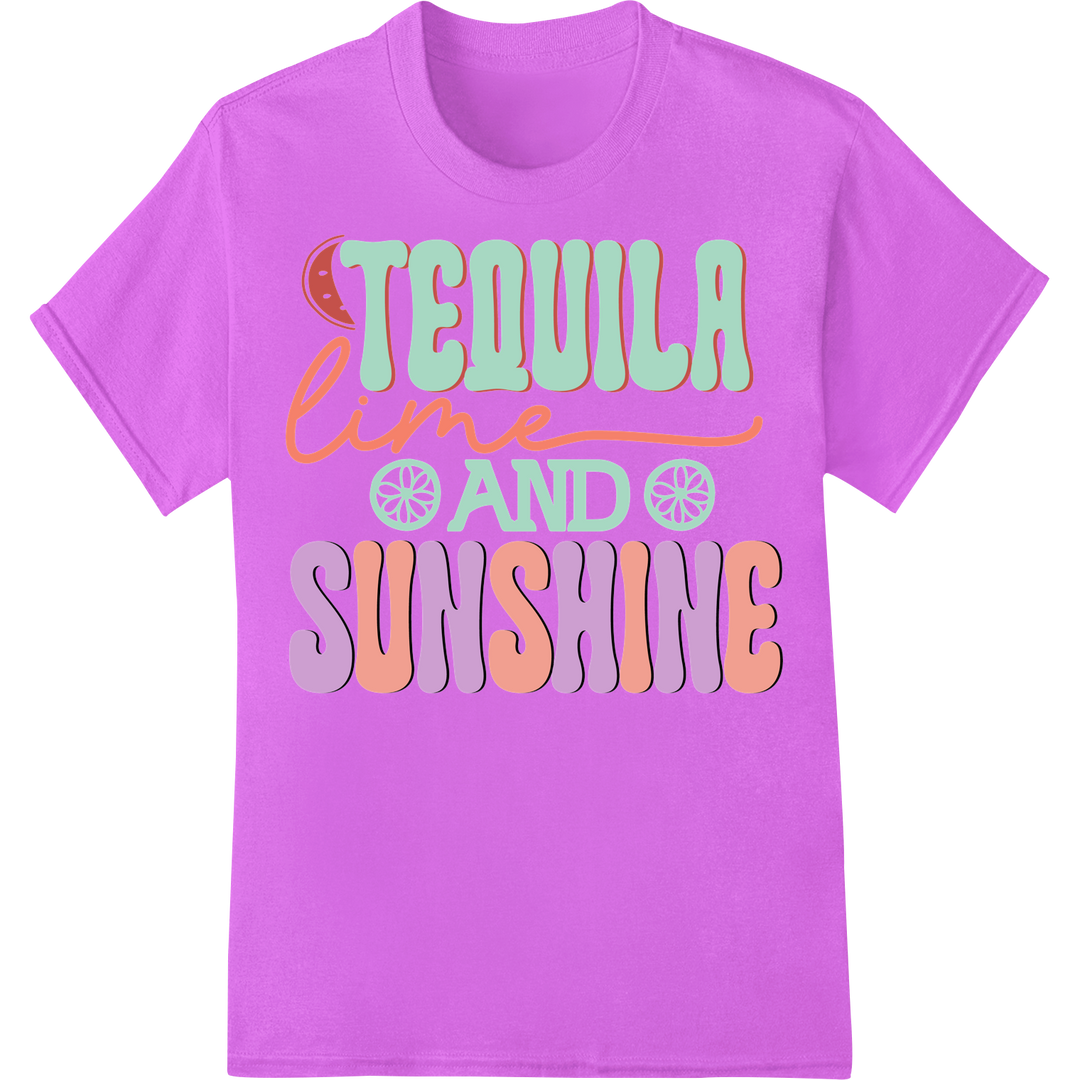 Tequila Lime & Sunshine: Fun Summer DTF Print Heat Transfer on purple shirt - SUPERDTF-DTF Prints-DTF Transfers-Custom DTF Prints