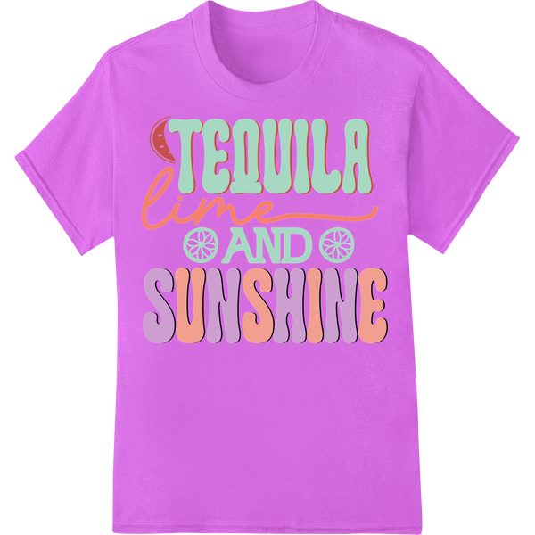 Tequila Lime & Sunshine: Fun Summer DTF Print Heat Transfer on purple shirt - SUPERDTF-DTF Prints-DTF Transfers-Custom DTF Prints