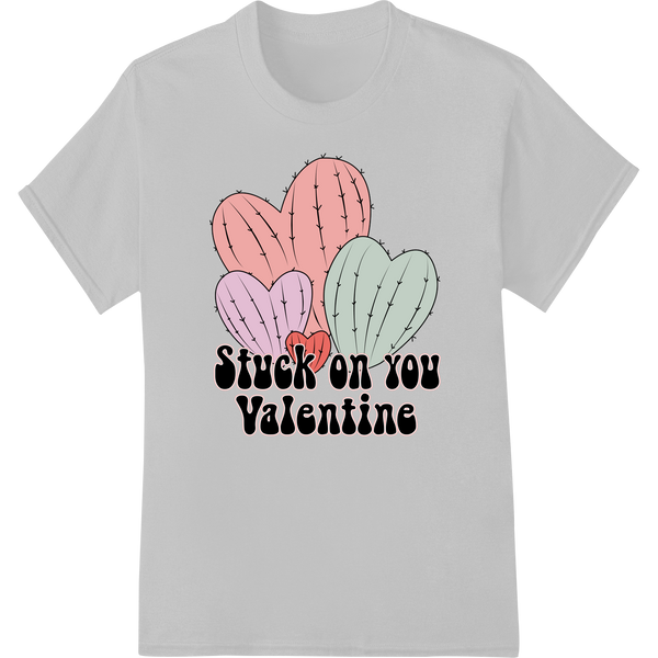 Stuck on You: Quirky Valentine's Day Cactus Heart DTF Print on white shirt - SUPERDTF-DTF Prints-DTF Transfers-Custom DTF Prints