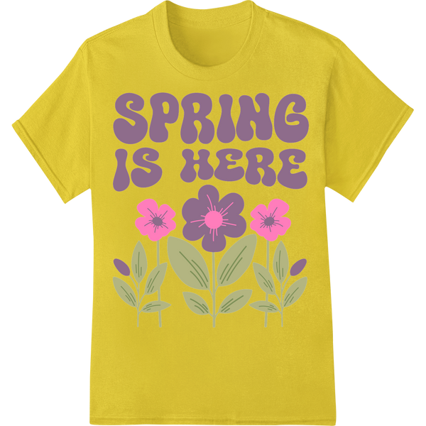 Blooming Welcome: Celebrate Spring's Arrival in Style on yellow shirt - SUPERDTF-DTF Prints-DTF Transfers-Custom DTF Prints