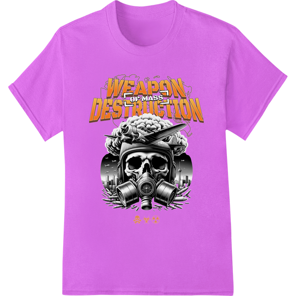 Premium quality customized apparel on WEAPON OF MASS DESTRUCTION: Explosive Skull Gas Mask Print