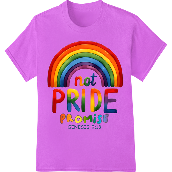 Vibrant 'not PRIDE promise' Rainbow DTF Print Heat Transfer on purple shirt - SUPERDTF-DTF Prints-DTF Transfers-Custom DTF Prints