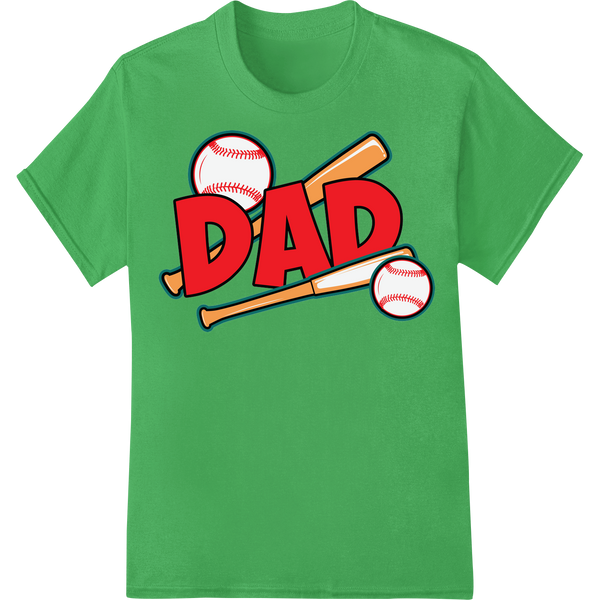 Bold 'DAD' Baseball DTF Print Heat Transfer for Father's Day on green shirt - SUPERDTF-DTF Prints-DTF Transfers-Custom DTF Prints