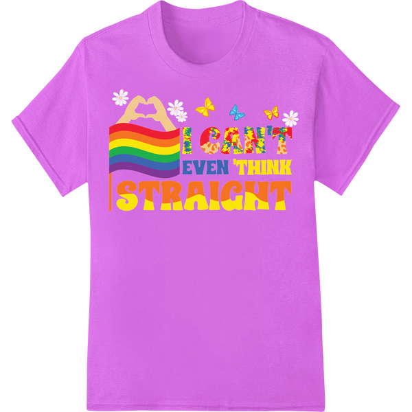 Witty Rainbow 'I CAN'T EVEN THINK STRAIGHT' LGBTQ Pride DTF Print on purple shirt - SUPERDTF-DTF Prints-DTF Transfers-Custom DTF Prints