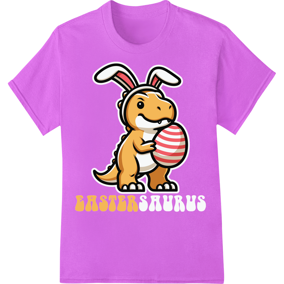 Adorable Easter Bunny Dinosaur DTF Print Heat Transfer on purple shirt - SUPERDTF-DTF Prints-DTF Transfers-Custom DTF Prints