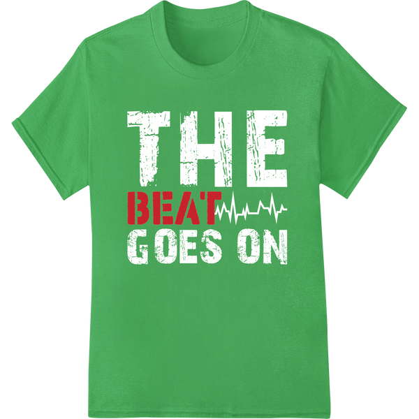 Bold 'BEAT' DTF Print Heat Transfer | Music-Inspired Style on green shirt - SUPERDTF-DTF Prints-DTF Transfers-Custom DTF Prints