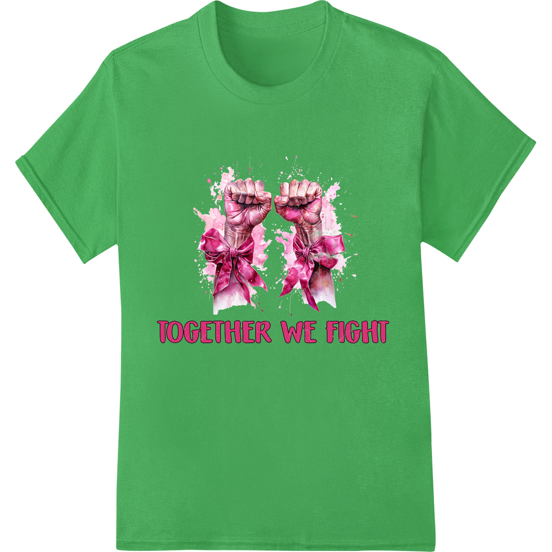 Pink Ribbon Fists Breast Cancer Awareness DTF Transfer on green shirt - SUPERDTF-DTF Prints-DTF Transfers-Custom DTF Prints