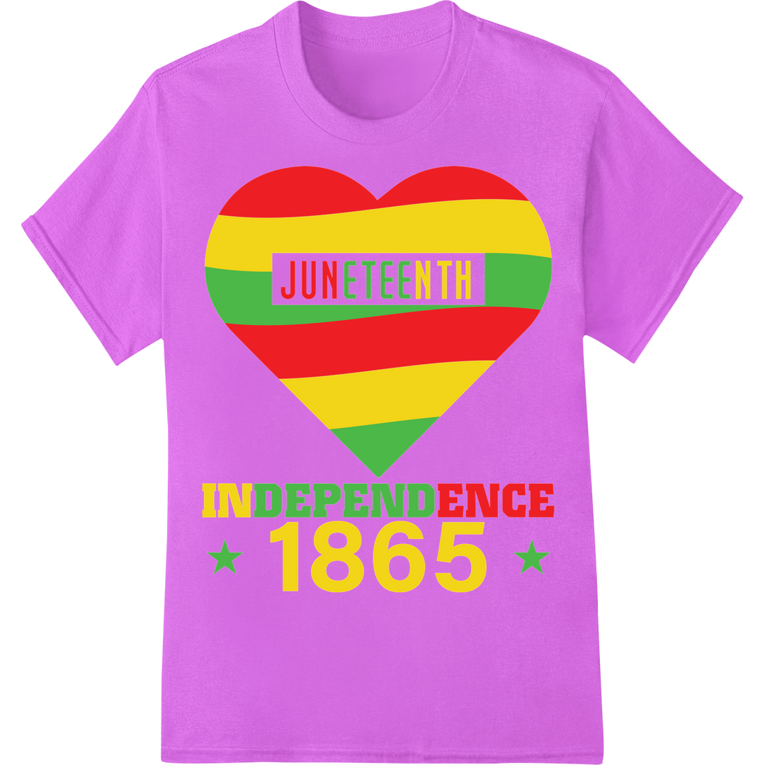 Vibrant Juneteenth Heart: Celebrate Freedom in Style on purple shirt - SUPERDTF-DTF Prints-DTF Transfers-Custom DTF Prints