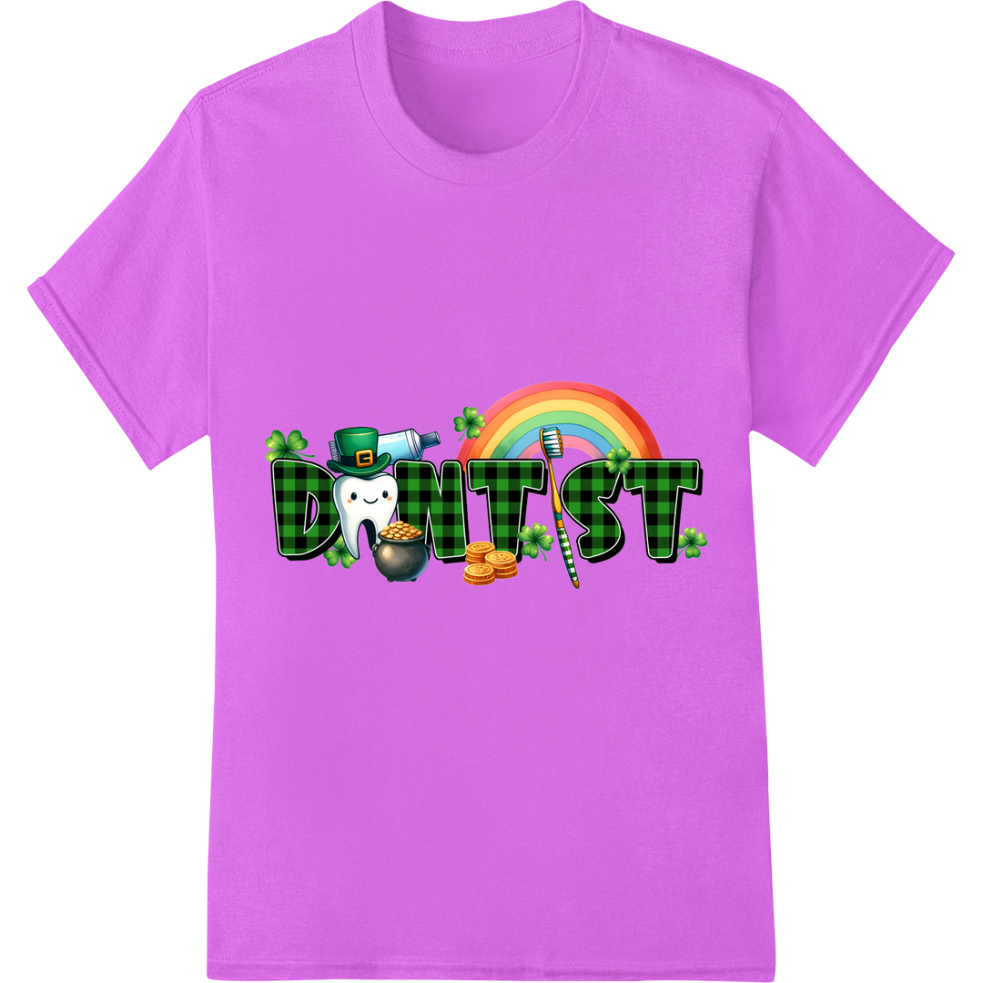 Lucky Shamrock Dentist St Patrick's Day DTF Print Transfer on purple shirt - SUPERDTF-DTF Prints-DTF Transfers-Custom DTF Prints