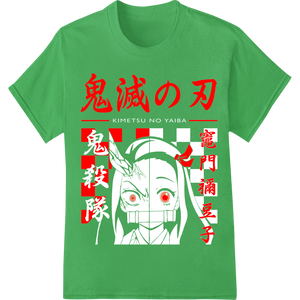 Demon Slayer: Kimetsu no Yaiba Bold Red Text DTF Print enhanced with professional custom apparel