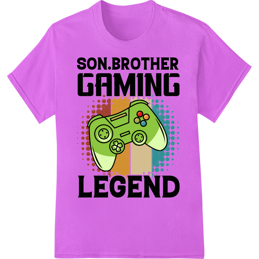 Retro Gaming Legend Shirt Design for Gamer Sons & Brothers on purple shirt - SUPERDTF-DTF Prints-DTF Transfers-Custom DTF Prints