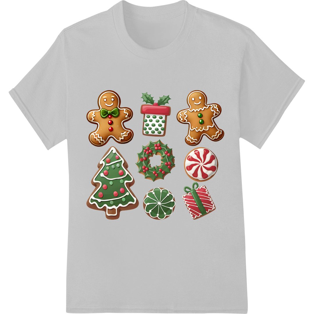 Festive Christmas Cookie Heat Transfers | Holiday DIY Designs on white shirt - SUPERDTF-DTF Prints-DTF Transfers-Custom DTF Prints