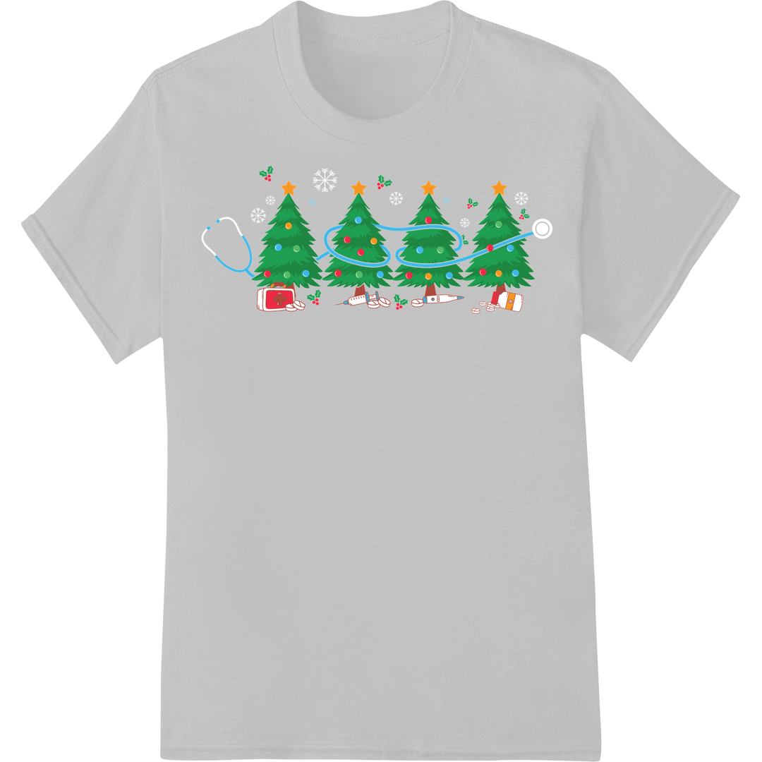 Retro Christmas Tree Quartet | Vintage Holiday DTF Print on white shirt - SUPERDTF-DTF Prints-DTF Transfers-Custom DTF Prints