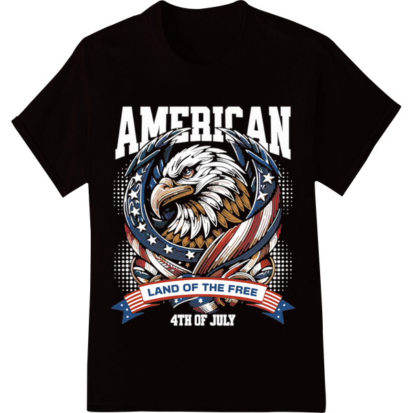 Majestic American Eagle Soars on Patriotic 4th of July DTF on black shirt - SUPERDTF-DTF Prints-DTF Transfers-Custom DTF Prints