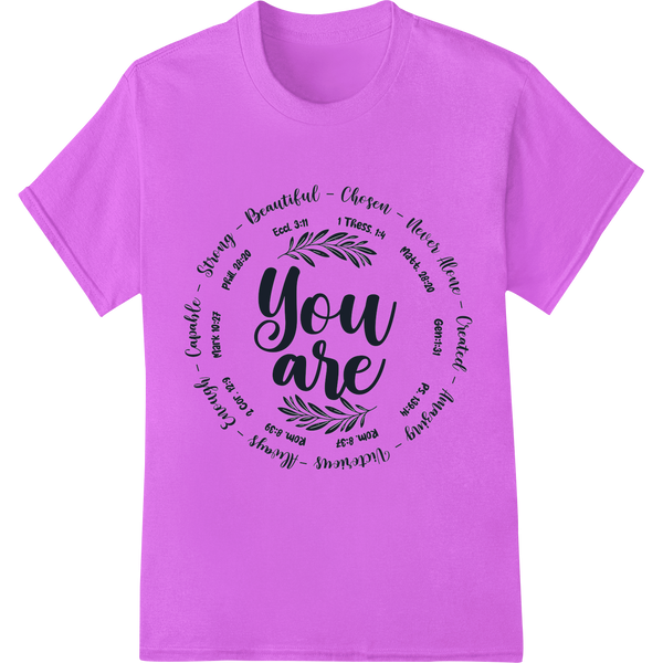 Chosen & Redeemed Christian Inspiration DTF Print Transfer on purple shirt - SUPERDTF-DTF Prints-DTF Transfers-Custom DTF Prints