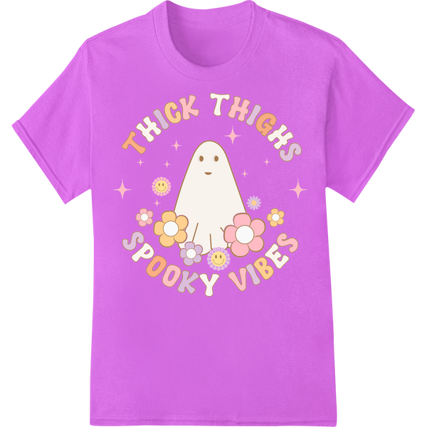 Durable durable print transfers applied to Adorable Ghost: Thick Thighs Spooky Vibes Halloween DTF Print