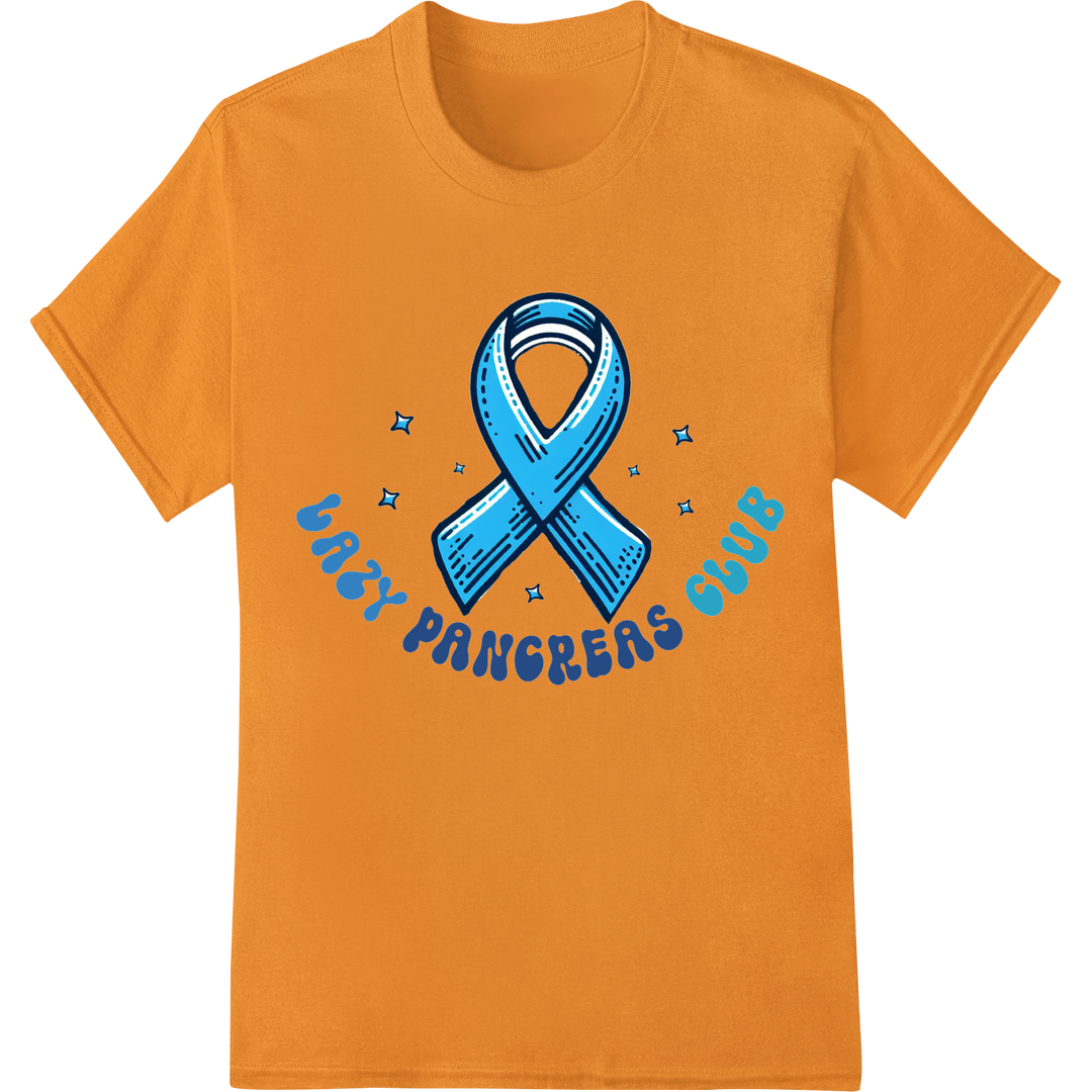 Bold Blue Ribbon: Pancreatic Cancer Awareness DTF Print on orange shirt - SUPERDTF-DTF Prints-DTF Transfers-Custom DTF Prints