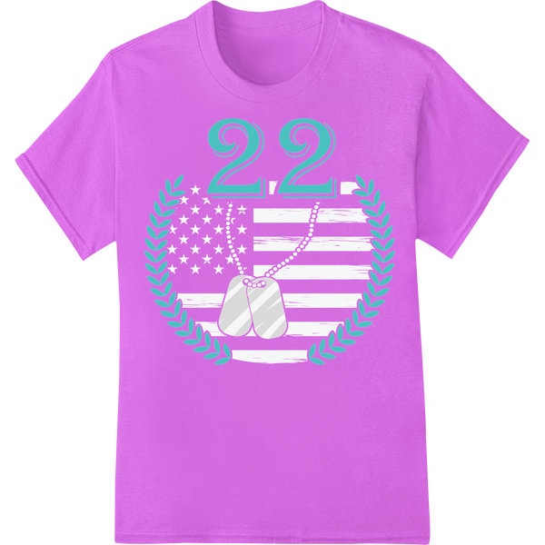 22 A Day PTSD Veteran Awareness DTF Print Heat Transfer on purple shirt - SUPERDTF-DTF Prints-DTF Transfers-Custom DTF Prints