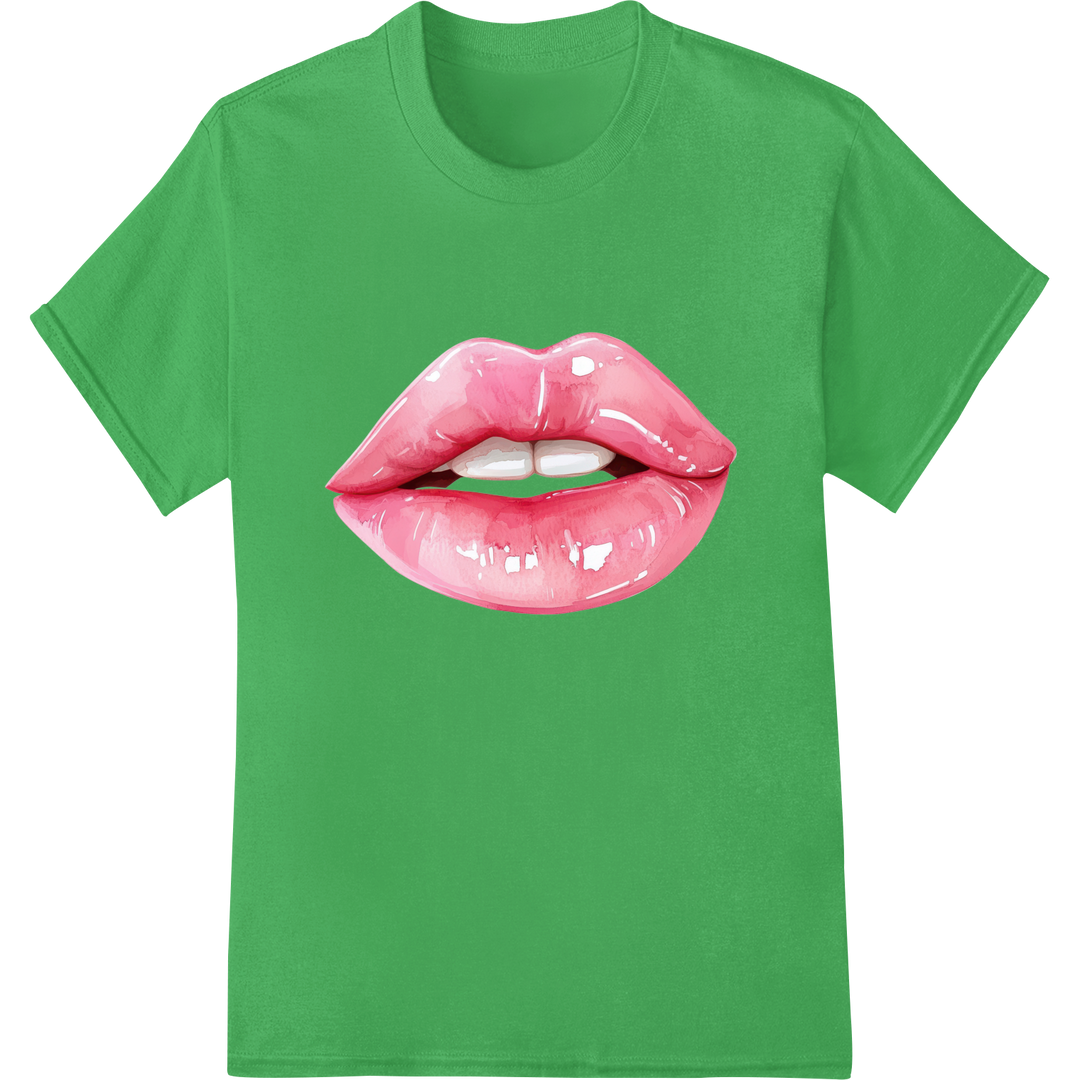 Kissable Coquette Lips: Sassy Valentine's Day DTF Print on green shirt - SUPERDTF-DTF Prints-DTF Transfers-Custom DTF Prints