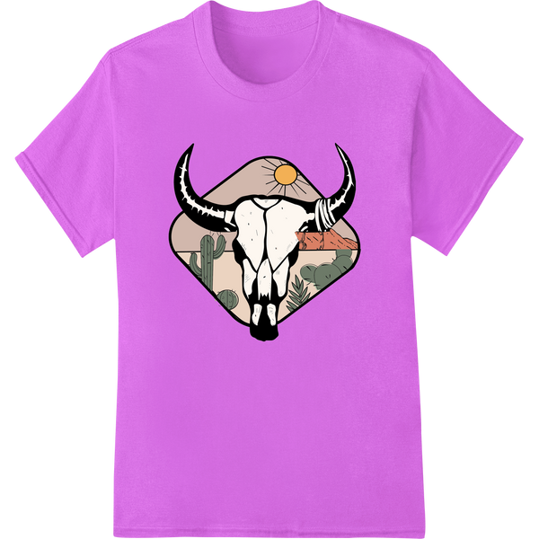 Day of the Dead Skull DTF Transfer - Vibrant Desert Design on purple shirt - SUPERDTF-DTF Prints-DTF Transfers-Custom DTF Prints