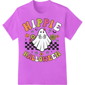 Psychedelic Hippie Ghost | Retro Halloween DTF Print Design enhanced with professional DTF print shop