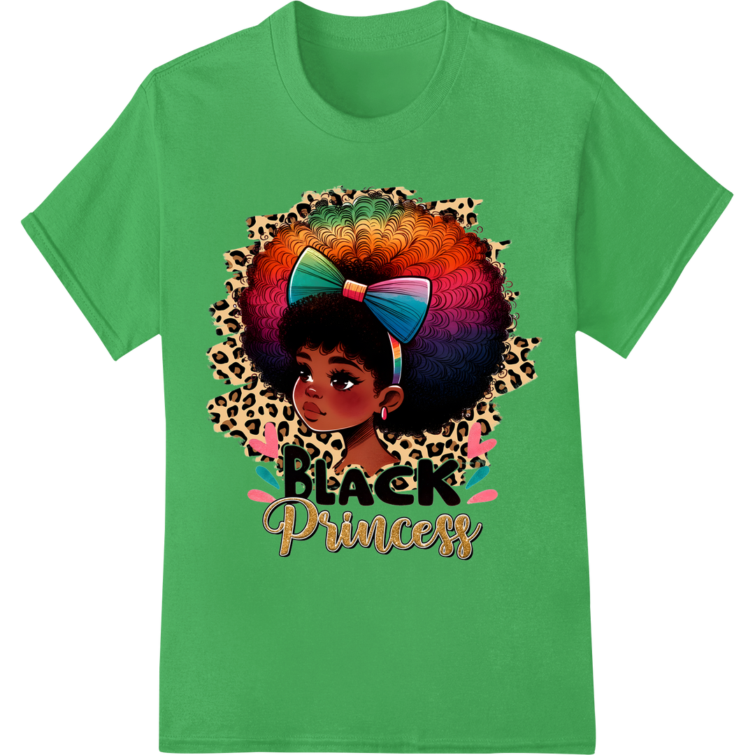 Vibrant Black Princess DTF Print | Black History Month on green shirt - SUPERDTF-DTF Prints-DTF Transfers-Custom DTF Prints