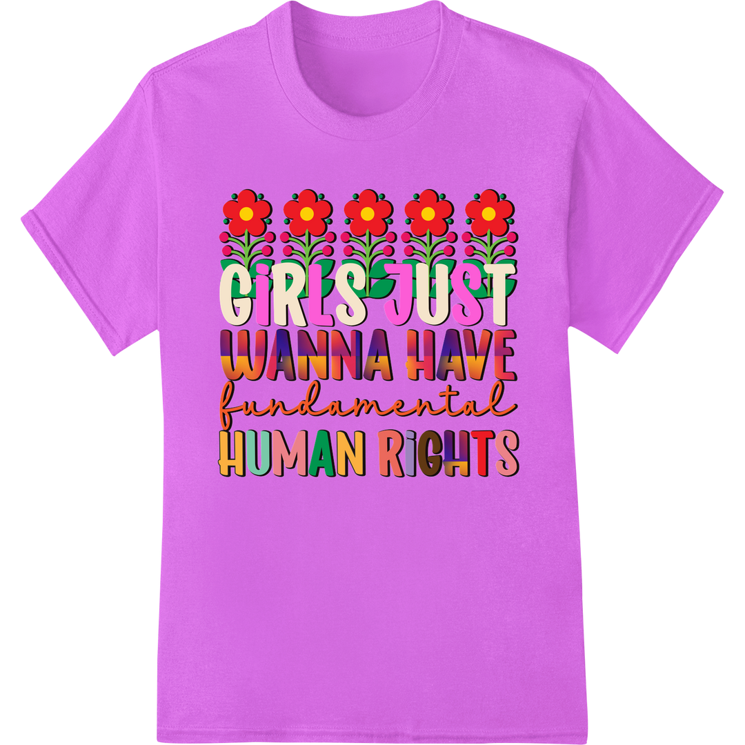 Girls Want Rights: Bold Feminist DTF Print Transfer on purple shirt - SUPERDTF-DTF Prints-DTF Transfers-Custom DTF Prints