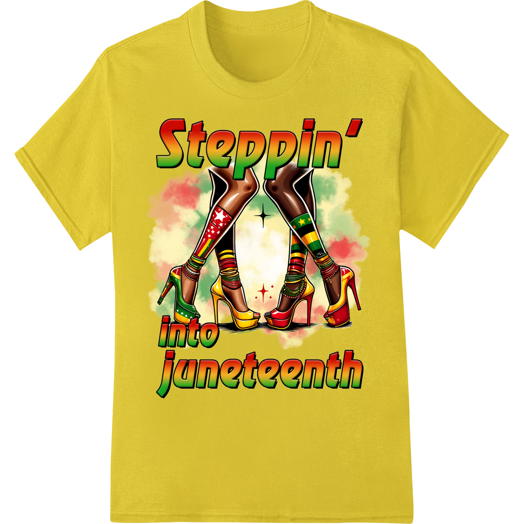 Step Into Juneteenth Pride w/ Pan-African Heel DTF Print on yellow shirt - SUPERDTF-DTF Prints-DTF Transfers-Custom DTF Prints