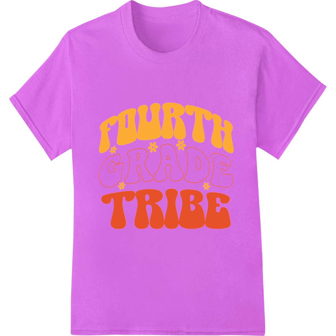 Retro 'FOURTH GRADE TRIBE' DTF Transfer Print | School on purple shirt - SUPERDTF-DTF Prints-DTF Transfers-Custom DTF Prints