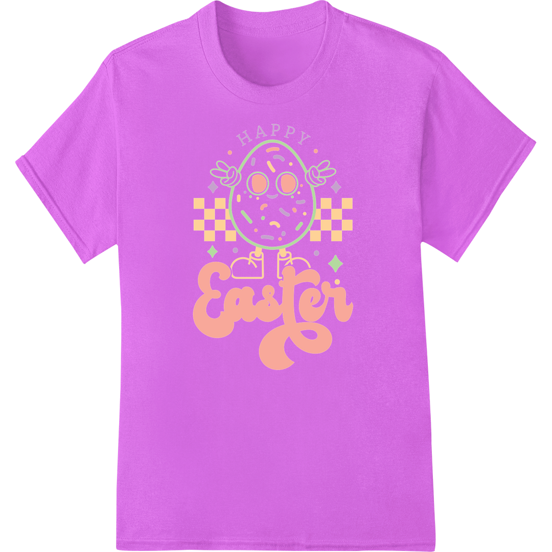 Retro Happy Easter Bunny DTF Print Heat Transfer | Fun Holiday on purple shirt - SUPERDTF-DTF Prints-DTF Transfers-Custom DTF Prints