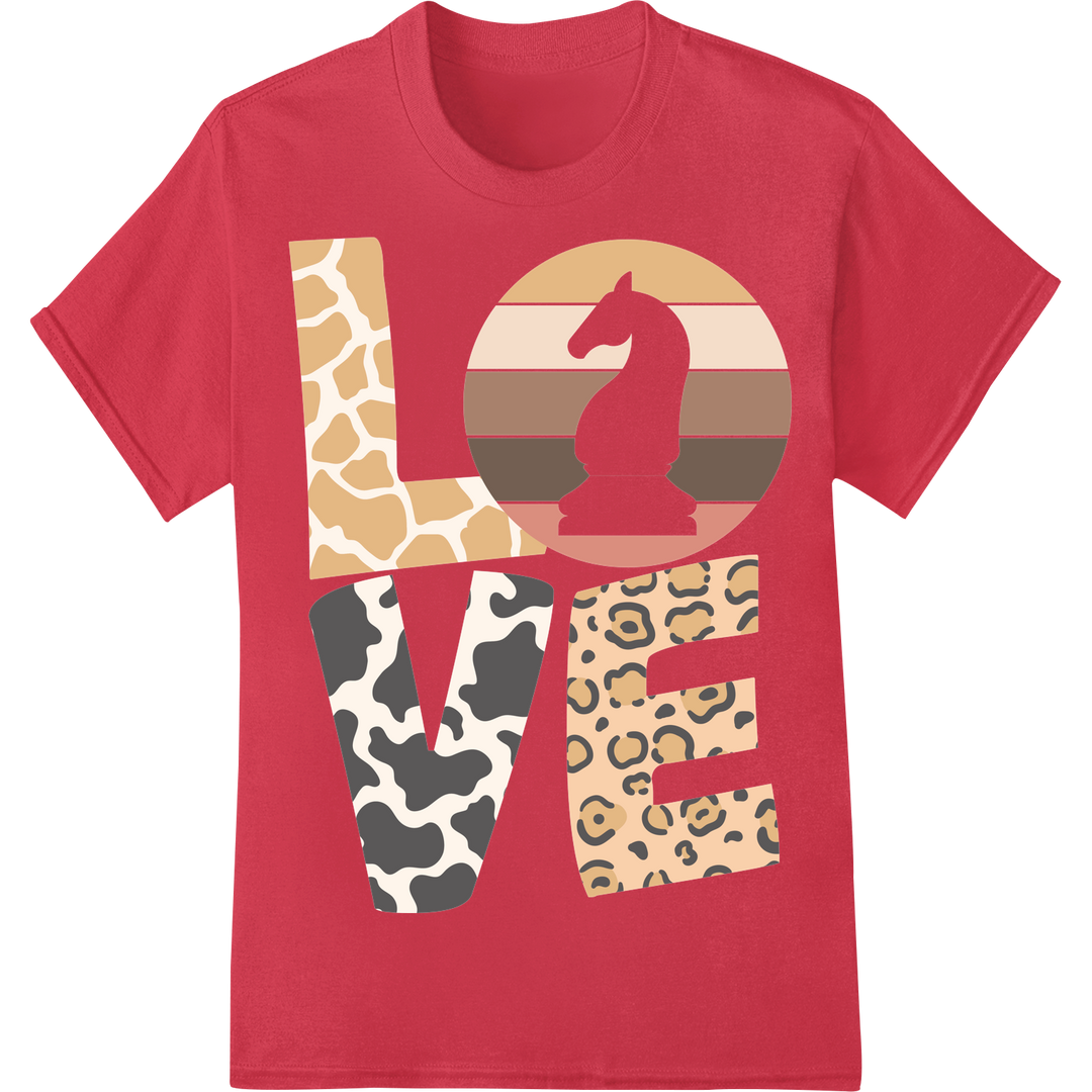 Wild Knight Move: Chess-Inspired Leopard Print DTF Transfer on red shirt - SUPERDTF-DTF Prints-DTF Transfers-Custom DTF Prints