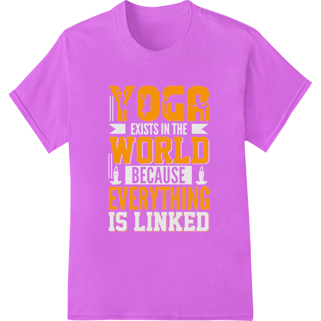 Yoga World: Interconnected Typography DTF Print Heat Transfer on purple shirt - SUPERDTF-DTF Prints-DTF Transfers-Custom DTF Prints