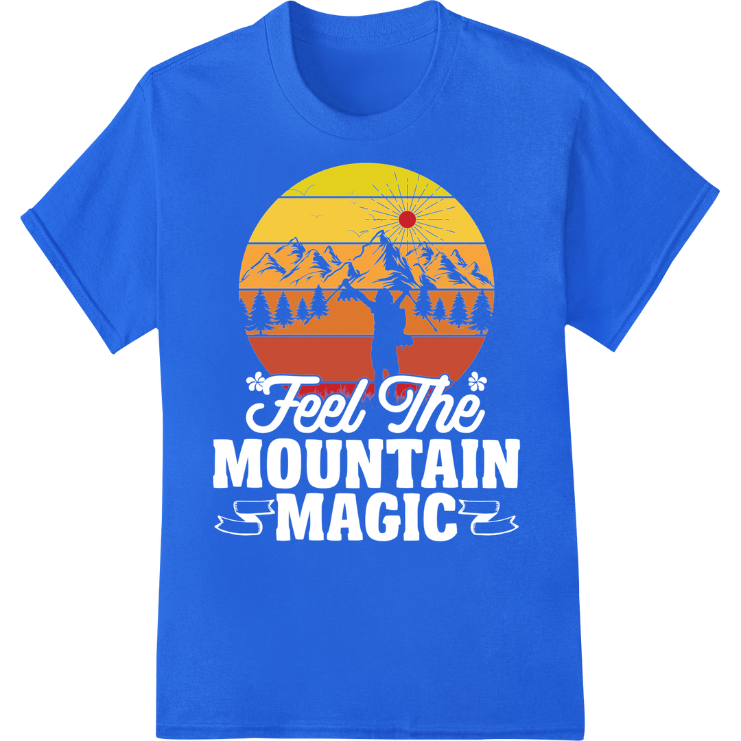 Retro Sunset Adventure: Nostalgic Summer DTF Transfer Print on blue shirt - SUPERDTF-DTF Prints-DTF Transfers-Custom DTF Prints