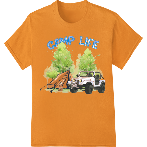 Vintage Camp Life: Cozy Campsite DTF Print Heat Transfer on orange shirt - SUPERDTF-DTF Prints-DTF Transfers-Custom DTF Prints