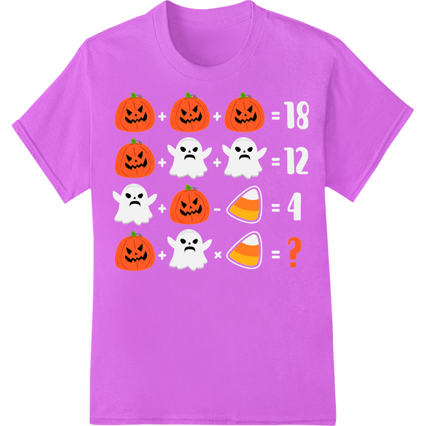 Spooky Pumpkin & Ghost Halloween DTF Heat Transfer Print on purple shirt - SUPERDTF-DTF Prints-DTF Transfers-Custom DTF Prints