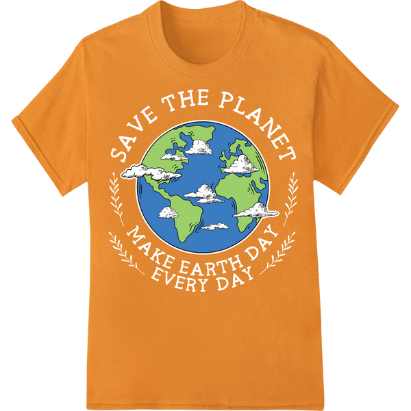 Vibrant Save the Earth Print for Eco-Friendly Fashion on orange shirt - SUPERDTF-DTF Prints-DTF Transfers-Custom DTF Prints