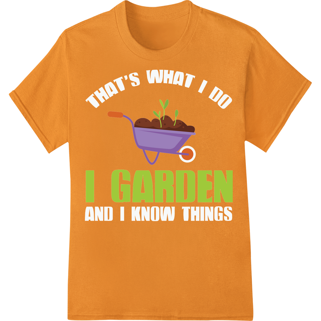 Express Your Green Thumb with 'i garden' DTF Print Transfer on orange shirt - SUPERDTF-DTF Prints-DTF Transfers-Custom DTF Prints