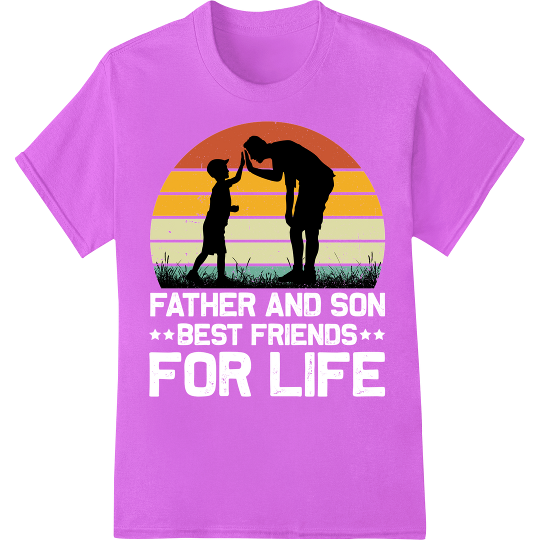 Cherished Moments: Father & Child Silhouette Sunset Print on purple shirt - SUPERDTF-DTF Prints-DTF Transfers-Custom DTF Prints