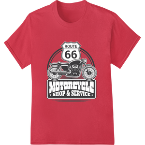 Vibrant custom garment printing print on Retro Route 66 Motorcycle Service Graphic DTF Print Transfer