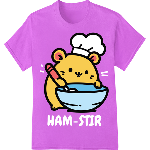 Adorable Cooking Hamster DTF Print Heat Transfer | Kawaii on purple shirt - SUPERDTF-DTF Prints-DTF Transfers-Custom DTF Prints