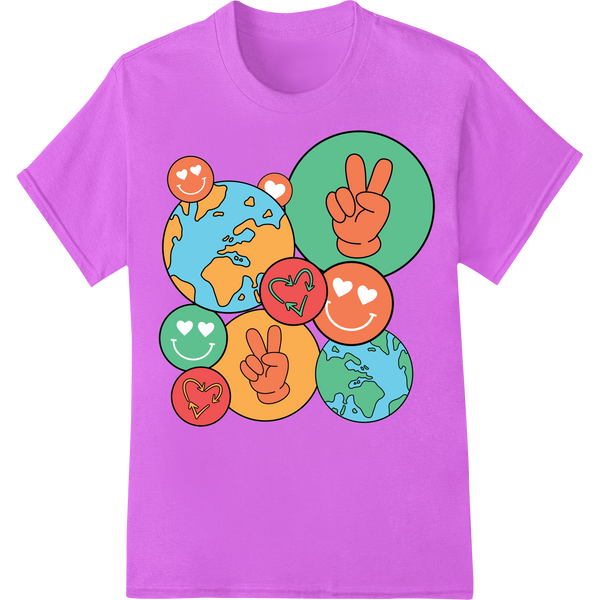 Protect Our Planet: Colorful Earth Day DTF Print Transfer on purple shirt - SUPERDTF-DTF Prints-DTF Transfers-Custom DTF Prints