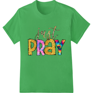 Vibrant custom merchandise print on Vibrant 'PRAY' Heat Transfer - Bold Glitter Faith Design