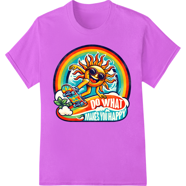 Retro Sun 'Do What Makes You Happy' DTF Print Heat Transfer on purple shirt - SUPERDTF-DTF Prints-DTF Transfers-Custom DTF Prints