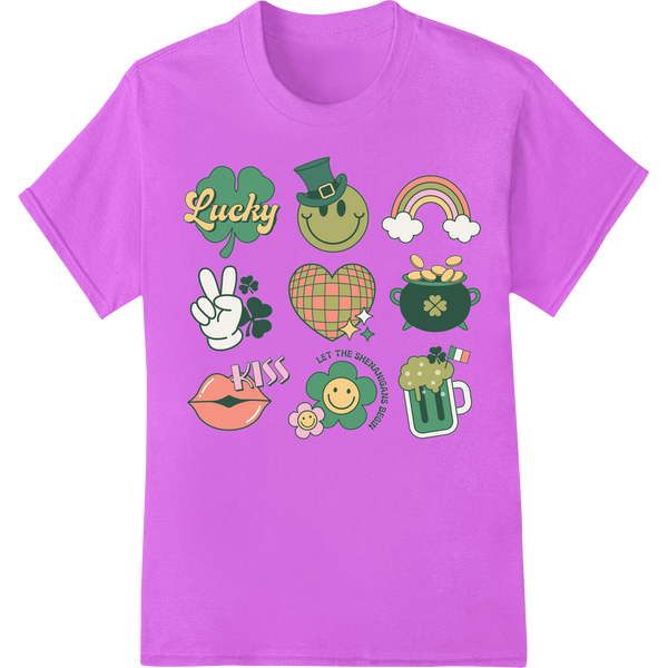 Lucky Irish Shenanigans St. Patrick's Day DTF Print on purple shirt - SUPERDTF-DTF Prints-DTF Transfers-Custom DTF Prints